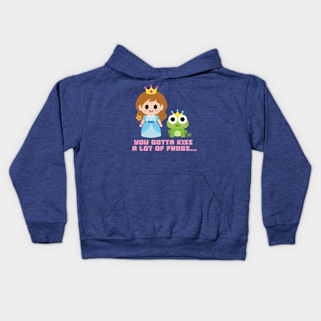 kiss a lot frogs princess Kids Hoodie by toddgoldmanart